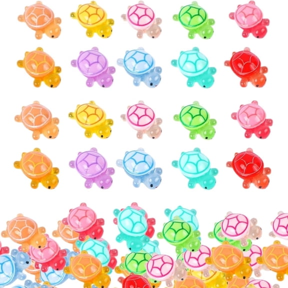 Mini Resin Turtles,QZS Mini Animals Figures Animals Turtles,Night Glow,200Pcs Multicoloured Small Accessories Decoration,Garden Accessories for DIY