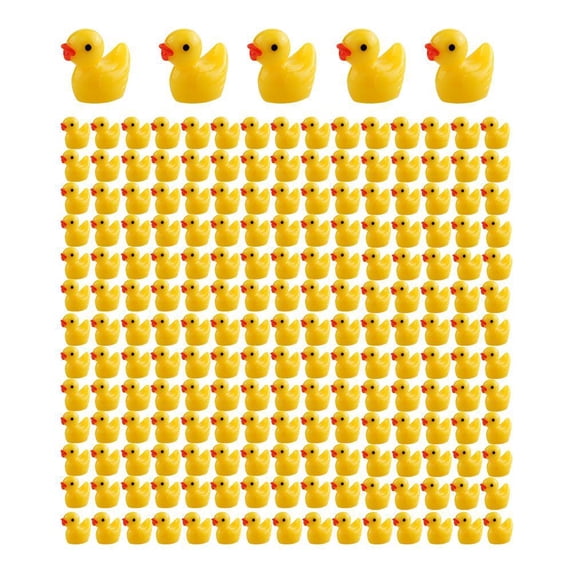 Mini Resin Yellow Ducks for Crafts, Dollhouse Accessories, Micro Landscape Decor - Tiny Cute Duck Figurines for DIY Projects, Garden, Aquarium, Potted Plants - Pack of 100/200
