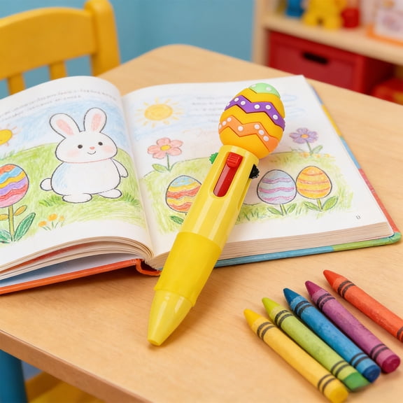 Mini Retractable 4-Color Pen, Easter Themed Planner Pen, Multi-Color Ballpoint Pen, Cute Writing Tool for Notes, Gift Idea, 3.86 Inch Pen