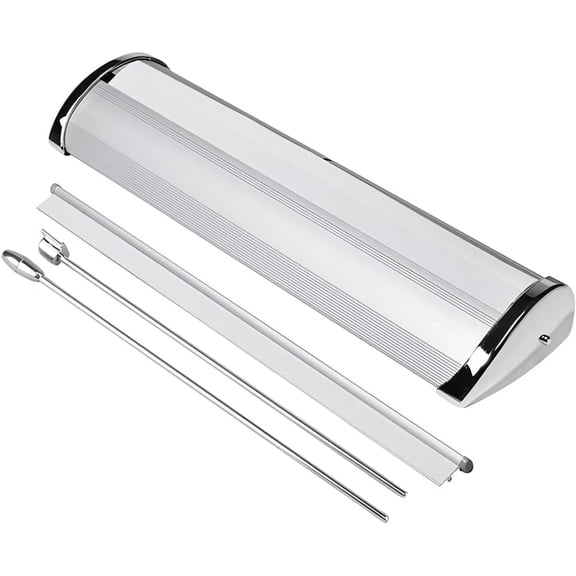 Mini Retractable Banner Roll Up Banners Stand for Business Birthday Party Wedding Trade Show Small Size Aluminum Tabletop Display (Stand Only)
