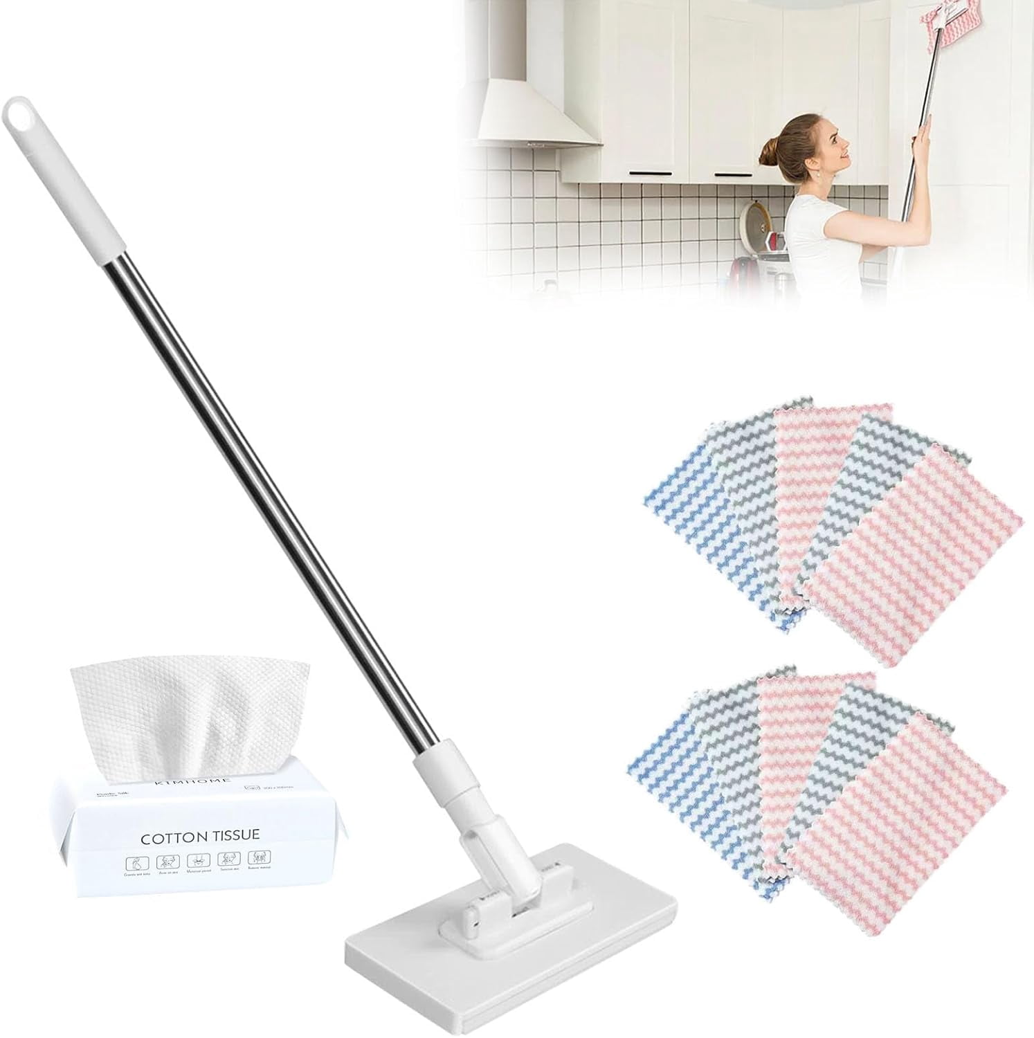 Code Zero Mop Mini Retractable Mop, Zero Touch Flat Mop with Locking Head and ...