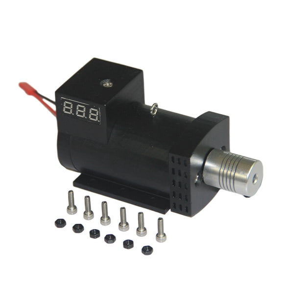 Mini Retro 12V DC Generator for ST-NF2 Engine Models, Black Shaft & Belt Drive DC Generator with Digital Voltmeter - Shaft Connection Version