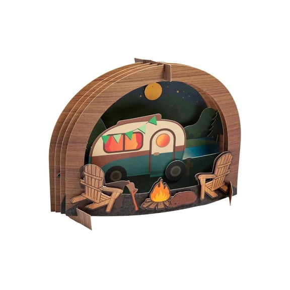 Mini Retro Camper Diorama Scene Cardstock Craft Kit Makes 1