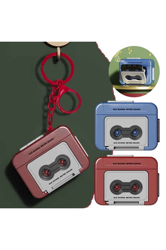 Mini Retro Cassette Player Keychain Recorder, Portable Mini Tape Recorder Pendant with Music Box Function, Romantic Couple Gift for Valentine's Day, Birthday, Christmas