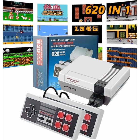 Mini Retro Leisure Entertainment Kit, Plug & Play HD Visual Display, 621 Classic Leisure Works & Dual Control Handpieces, All-purpose Birthday Holiday Gift