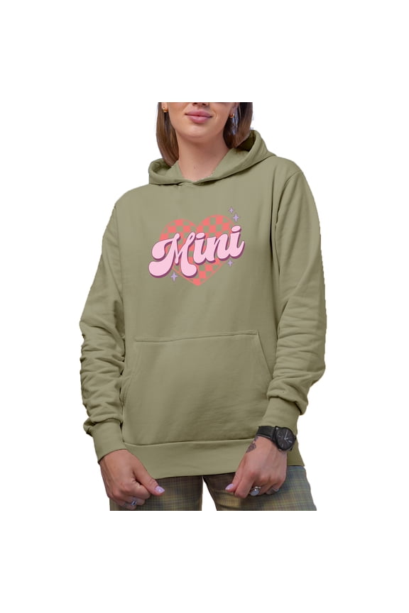 Mini, Retro Mother-To-Daughter Themed Mother's or Valentine's Day Art Merch Gift, Sand Hooded Sweatshirt or Hoodie, XL