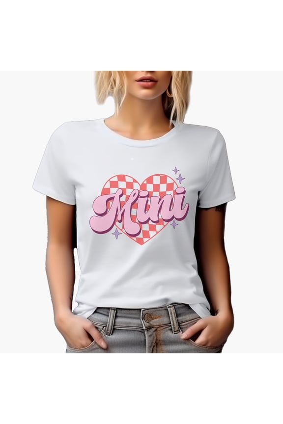 Mini, Retro Mother-To-Daughter Themed Mother's or Valentine's Day Art Merch Gift, White T-Shirt, XL