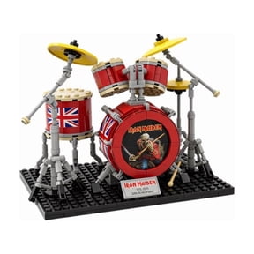 Mini Retro Rock Drum Kit Building Blocks Musical Instrument Desktop Collectible Model, Ages 14+