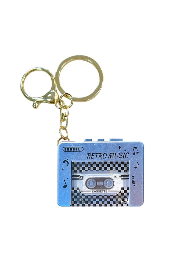 Mini Retro Tape Recorder Keychain Creative Cassette Player Keychain with 3 Songs and Recording Function for Backpacks and Handbags