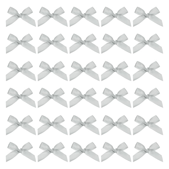 Mini Ribbon Bow 1.8 Inch Mini Small Fabric Satin Ribbon Flower Bows for Craft DIY Cake Sewing Wedding Birthday Party Wrapping Christmas Decoration, (Pack of 70, Grey)
