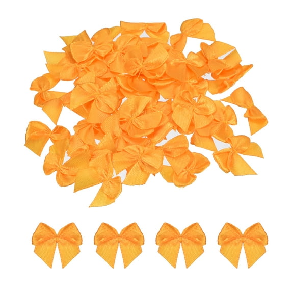 Uxcell 200Pcs Mini Ribbon Bow 1" Mini Fabric Satin Ribbon Flower Bows for Craft DIY Sewing Wedding Birthday Party Orange