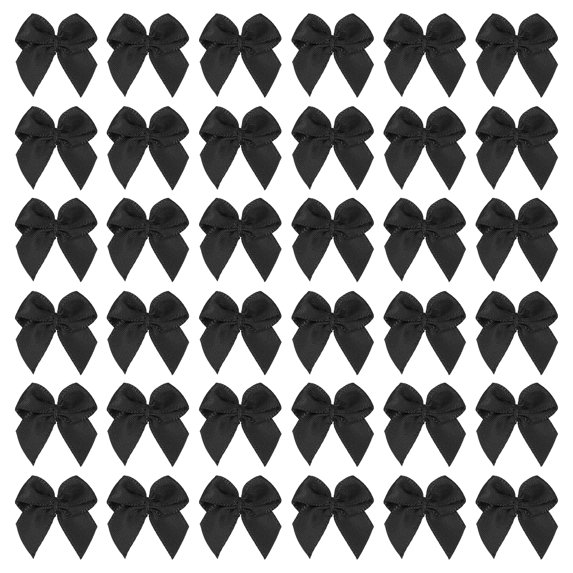 Mini Ribbon Bow Satin Fabric Ribbon Flower Bows Appliques for DIY Craft Sewing Wedding Party Black
