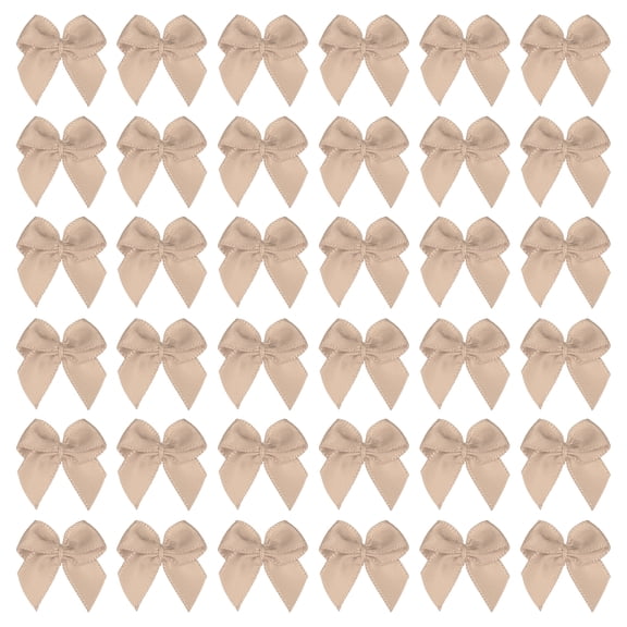 Mini Ribbon Bow Satin Fabric Ribbon Flower Bows Appliques for DIY Craft Sewing Wedding Party Khaki