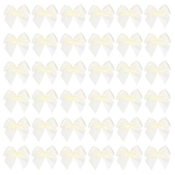 Mini Ribbon Bow Satin Fabric Ribbon Flower Bows Appliques for DIY Craft Sewing Wedding Party Pale Cream