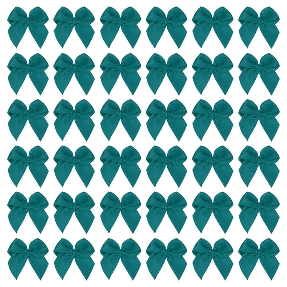 Mini Ribbon Bow Satin Fabric Ribbon Flower Bows Appliques for DIY Craft Sewing Wedding Party Teal