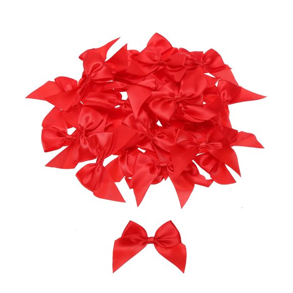 Mini Ribbon Bows, 100PCS Pink Satin Mini Bow for DIY Cheer Pins Clothespins Accessories Scrapbooking Wedding Gift Box Ornament