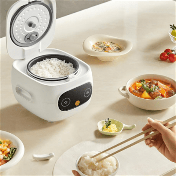 Mini Rice Cooker 4 Cups Cooked/2 Cups Uncooked, Portable Non-Stick rice maker, 24 hours Timer Delay, 6 Functions, Fast Cooker, Brown Rice, Oatmeal, White