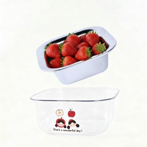 Mini Rice Washer Bowl, 2-in-1 304 Stainless Steel Colander with Clear PET Storage Basin, Compact Nestable Fruit Berry Grain Rinsing Strainer for Small Kitchen RV Dorm Prep