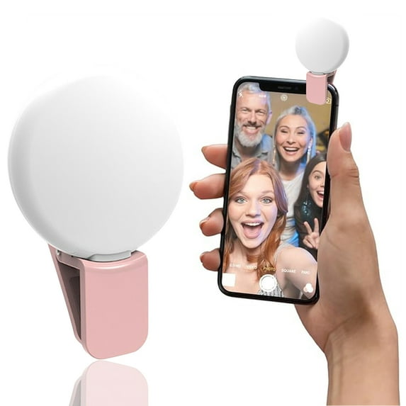 Mini Ring Light, Upgraded Small Clip On Ring Light, Portable LED Light for Phone, 3 Color Lighting Modes and Adjustable Brightness Selfie Light, Tool for Tiktok Stuff, Photos