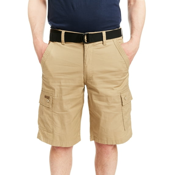 Men's Smith's Workwear Mini-Ripstop Belted Cargo Shorts Color: Soft Khaki Size: 36