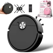 Mini Robot Vacuum for Car, 3 in 1 Rechargeable Automatic Avoidance Smart Sweeping Robot, Compact Multifunctional Cleaner Machine with Wet Mopping for Hard Floors Pet Hair CarpetsBlack,Rechargeable