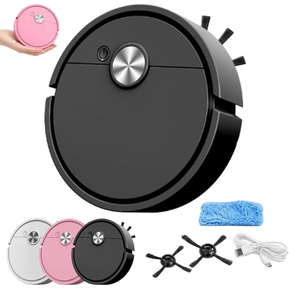 Mini Robot Vacuum for Car, 3 in 1 Rechargeable Automatic Avoidance Smart Sweeping Robot, Compact Multifunctional Cleaner Machine with Wet Mopping for Hard Floors Pet Hair Carpets