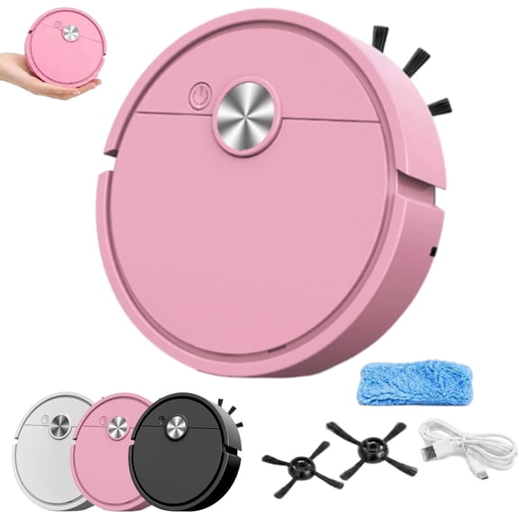 Mini Robot Vacuum for Car, 3 in 1 Rechargeable Automatic Avoidance Smart Sweeping Robot, Compact Multifunctional Cleaner Machine with Wet Mopping for Hard Floors Pet Hair Carpets
