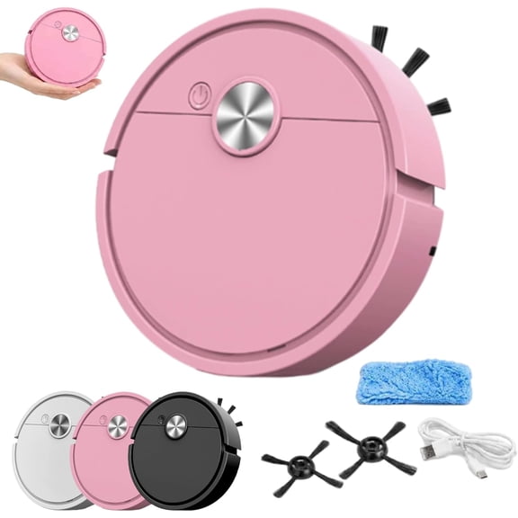 Mini Robot Vacuum for Car, 3 in 1 Rechargeable Automatic Avoidance Smart Sweeping Robot, Compact Multifunctional Cleaner Machine with Wet Mopping for Hard Floors Pet Hair Carpets