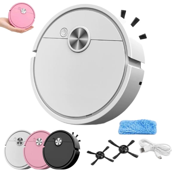 Mini Robot Vacuum for Car, 3 in 1 Rechargeable Automatic Avoidance Smart Sweeping Robot, Compact Multifunctional Cleaner Machine with Wet Mopping for Hard Floors Pet Hair Carpets