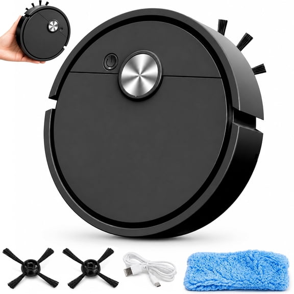 Mini Robot Vacuum for Car, 3 in 1 Rechargeable Automatic Avoidance Smart Sweeping Robot Vacuum Cleaner Low Noise Compact Multifunctional Cleaner Machine with vacuuming and Wet Mopping