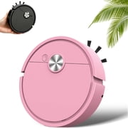 Mini Robot Vacuum for Car, 3 in 1 Robot Vacuum Cleaner, Compact Mini Cleaner Sweeping Robot with Auto Spot Edge Modes Anti-Drop Sensors for Hard Floors Pet Hair Carpets Pink