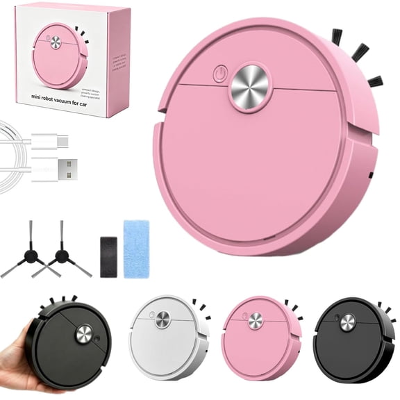 Mini Robot Vacuum for Car, Automatic Obstacle Avoidance, Super Strong Suction, Low Noise, Large-Area Filter Screen, Not Easy to Clog, Vacuum & Sweeping Cleaning Machine for Home
