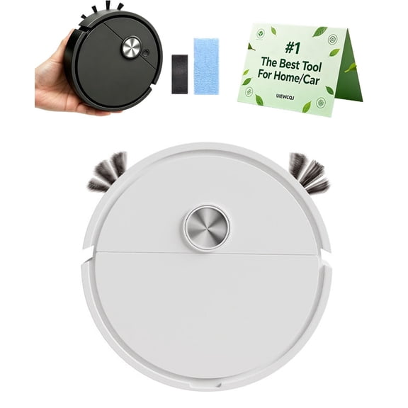 Mini Robot Vacuum for Car, Compact Mini Cleaner Sweeping Robot, 3 in 1 Rechargeable Multifunctional Smart Cleaning Machine with Wet Mopping for Hard Floors Pet Hair Carpets