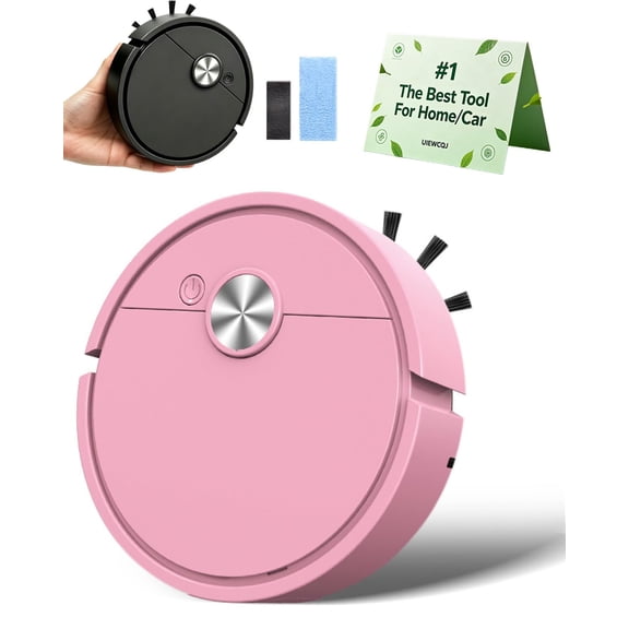 Mini Robot Vacuum for Car, Compact Mini Cleaner Sweeping Robot, 3 in 1 Rechargeable Multifunctional Smart Cleaning Machine with Wet Mopping for Hard Floors Pet Hair Carpets