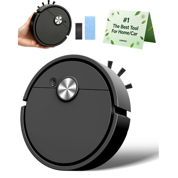 Mini Robot Vacuum for Car, Compact Mini Cleaner Sweeping Robot, 3 in 1 Rechargeable Multifunctional Smart Cleaning Machine with Wet Mopping for Hard Floors Pet Hair Carpets