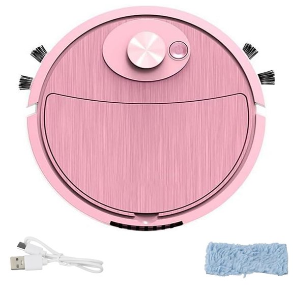 Mini Robot Vacuum for Car, Compact Multifunctional Cleaner Machine Super Suction Low Noise, Car Robot Vacuum Cleaner and Mop with Wet Mopping for Hard Floors Pet Hair Carpets (Black)