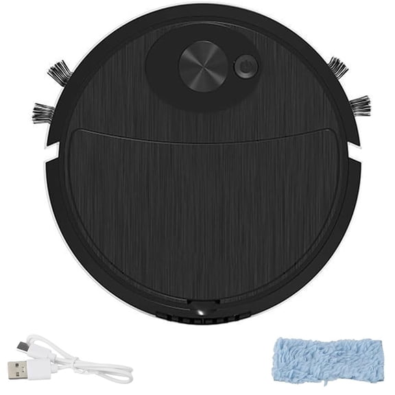 Mini Robot Vacuum for Car, Compact Multifunctional Cleaner Machine Super Suction Low Noise, Car Robot Vacuum Cleaner and Mop with Wet Mopping for Hard Floors Pet Hair Carpets (Black)