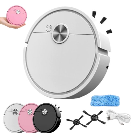Mini Robot Vacuum Cleaner, 3 in 1 Rechargeable Sweeping and Mopping Machine, One Button Low Noise Automatic Floor Cleaner for Pet Hair, Dust, Debris, Office Desk