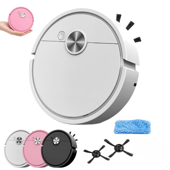 Mini Robot Vacuum Cleaner, 3 in 1 Rechargeable Sweeping and Mopping Machine, One Button Low Noise Automatic Floor Cleaner for Pet Hair, Dust, Debris, Office Desk