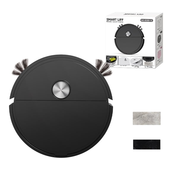 Mini Robot Vacuum Cleaner Automatic 3-in-1 Sweeping Mopping Floor Cleaner with Smart Navigation Rechargeable for Pet Hair Hard Floor Carpet Black