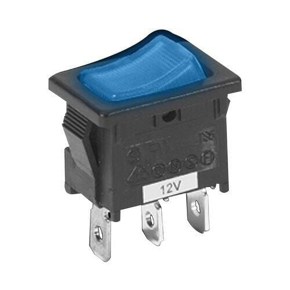 Mini Rocker Switch Blue LED Illumination 12v 3 Pin Universal Power On ...