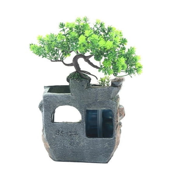 Mini Rockery Fountain Waterfall Feng Shui Desktop Water Decors With LED Light