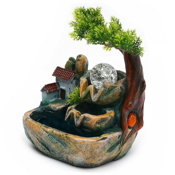 Mini Rockery Fountain Waterfall Feng Shui Desktop Water Sound Indoor Desk Decor LED Rockery Fountain Waterfall Fengshui Desktop Water Sound Indoor Coffee Shop