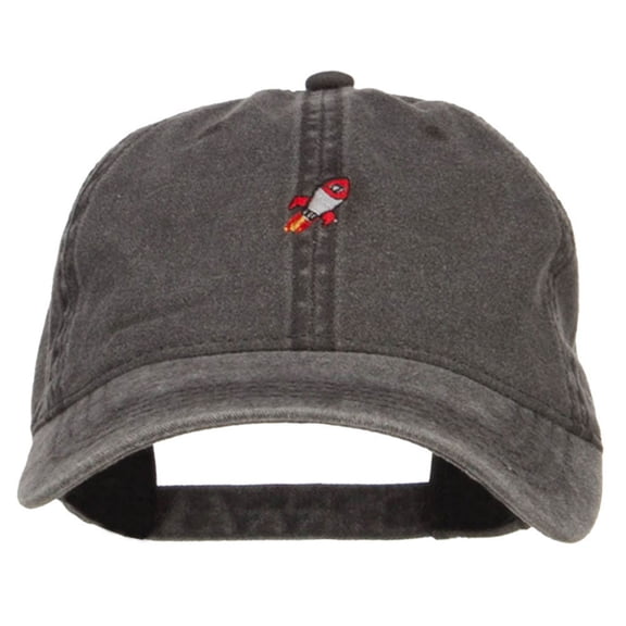 Mini Rocket Embroidered Washed Cap - Black OSFM