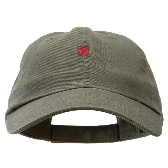 Mini Rose Embroidered Low Cap - Olive OSFM