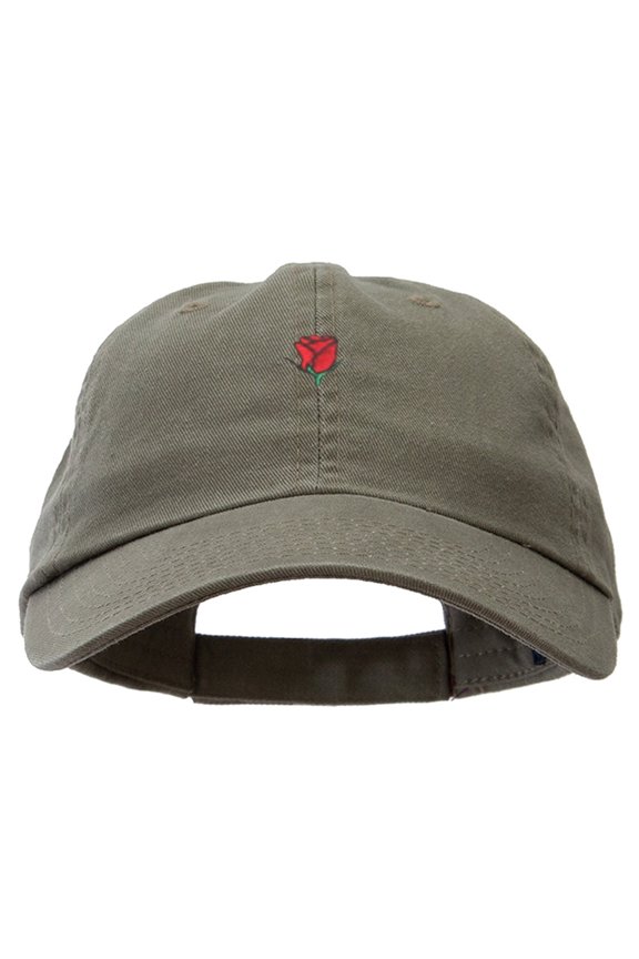 Mini Rose Embroidered Low Cap - Olive OSFM