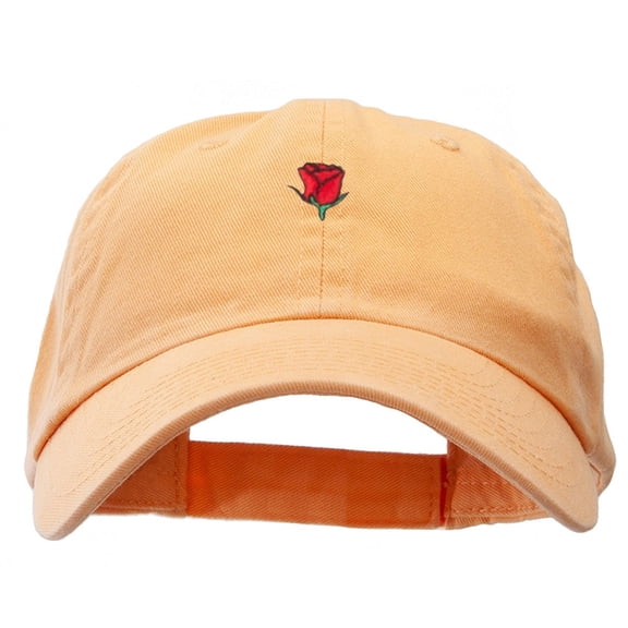 Mini Rose Embroidered Low Cap - Peach OSFM