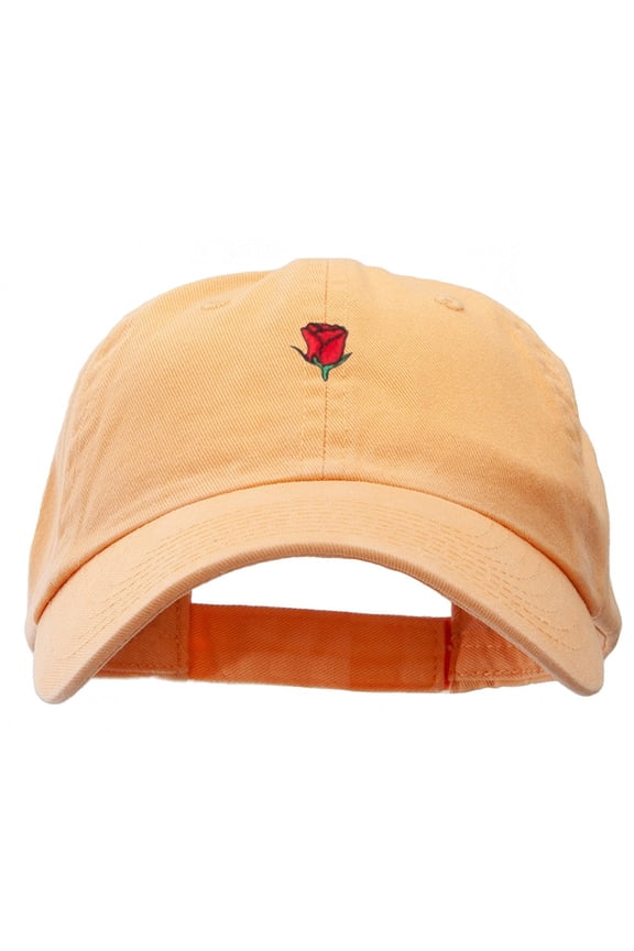 Mini Rose Embroidered Low Cap - Peach OSFM
