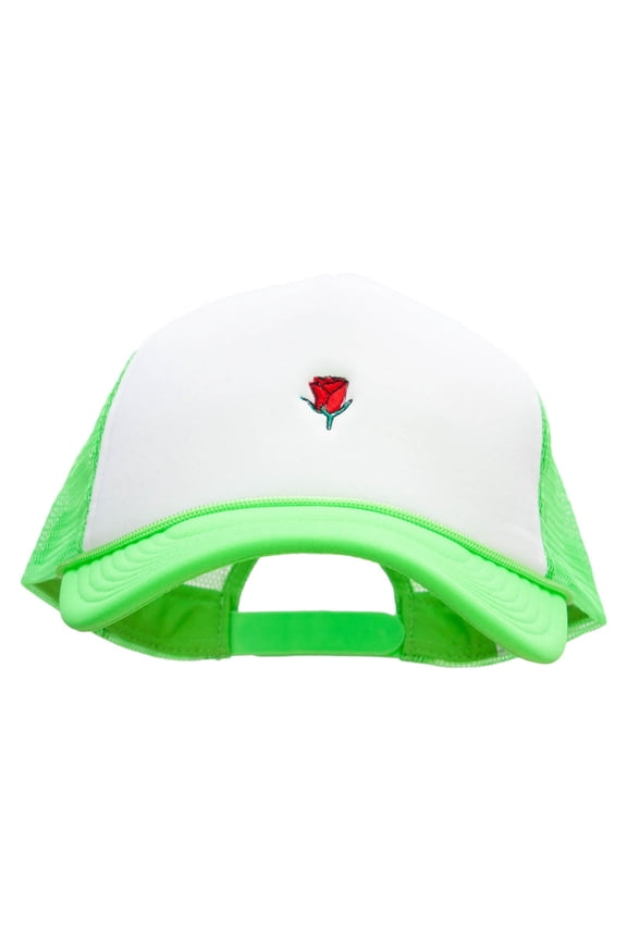 Mini Rose Symbol Neon Polyester Foam Front Big Size Mesh Cap - Neon Green XL-3XL