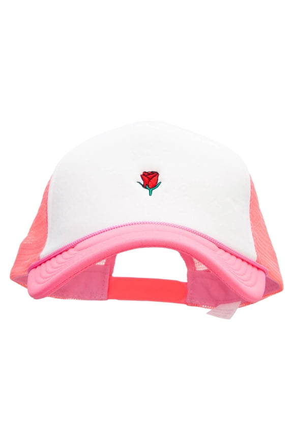 Mini Rose Symbol Neon Polyester Foam Front Big Size Mesh Cap - Neon Pink XL-3XL